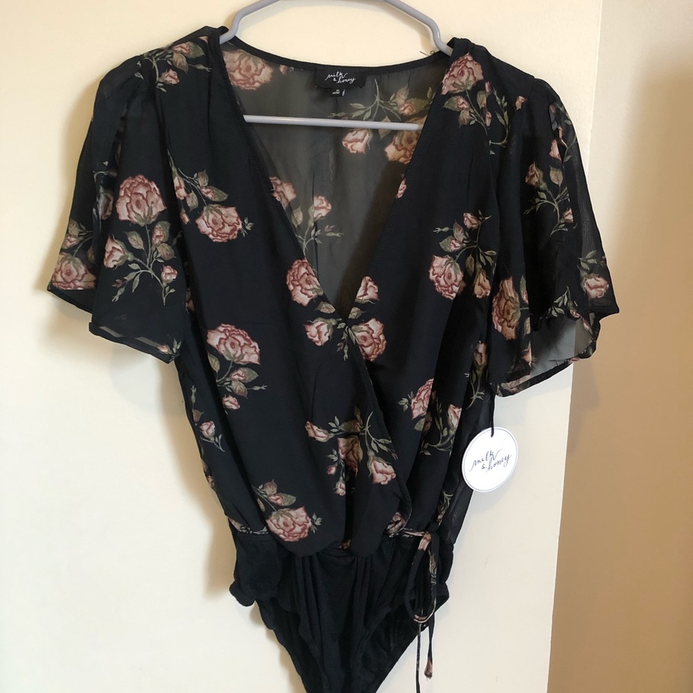 Black Floral Body Suit